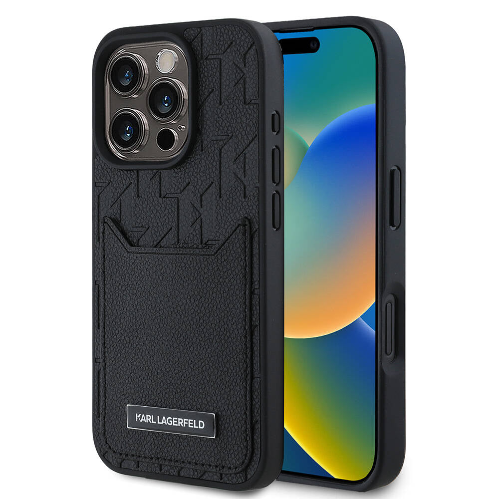 Sıcak Damgalı Elongated iPhone 16 Pro Kartlıklı Monogram Logo Kılıf