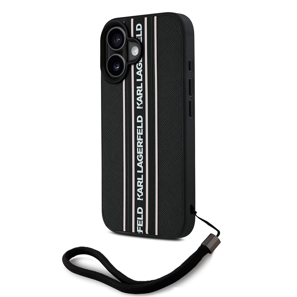 Askılı Saffiano Athleisure Şerit Çizgili iPhone 16 Kılıf