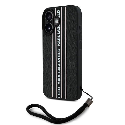 Askılı Saffiano Athleisure Şerit Çizgili iPhone 16 Kılıf