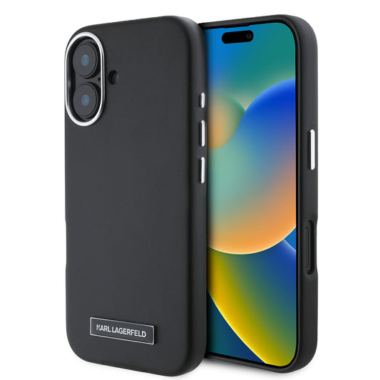 iPhone 16 Magsafe Uyumlu Buton Design Plate Logotype PU Deri Kılıf